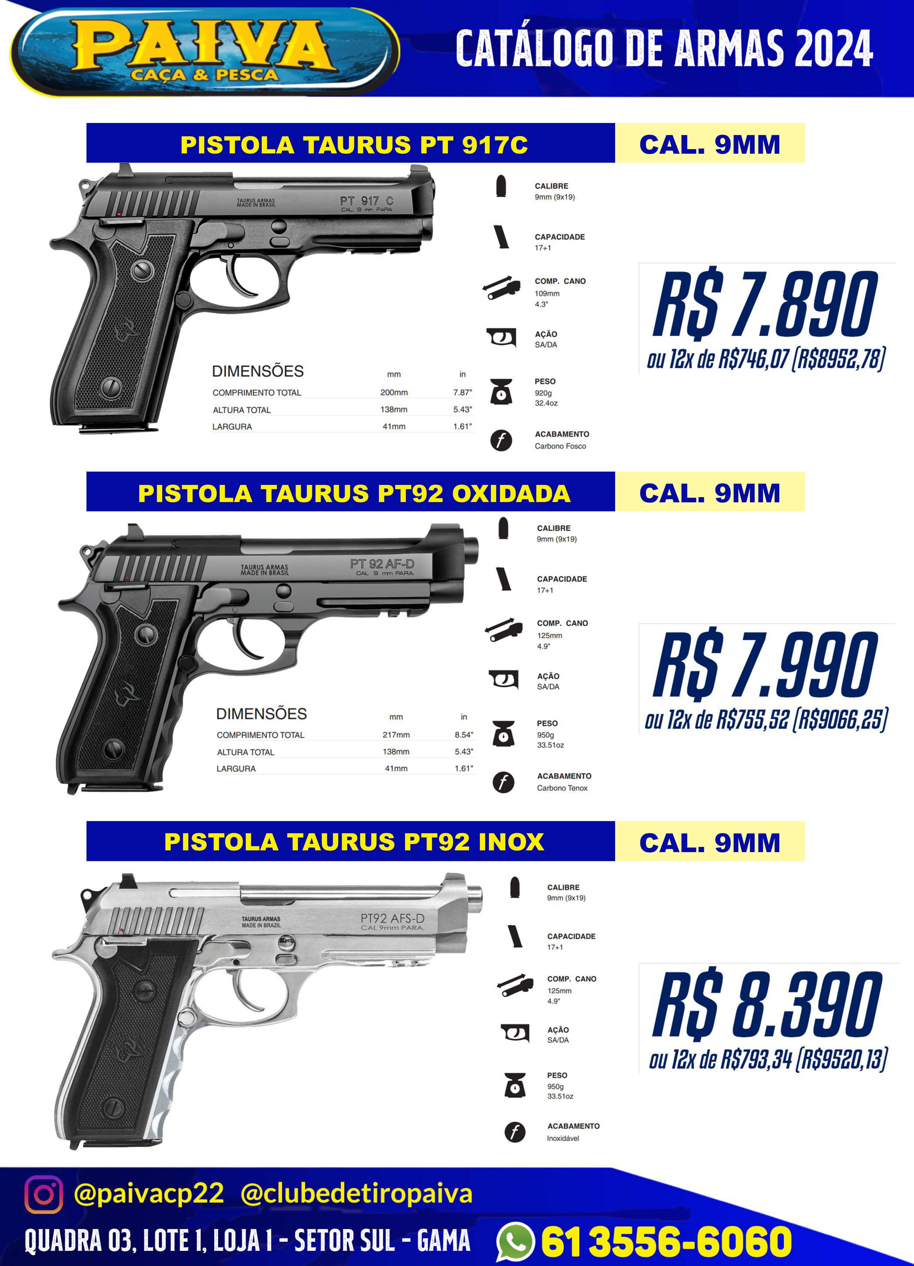 Pistola Taurus PT92 Oxidada
